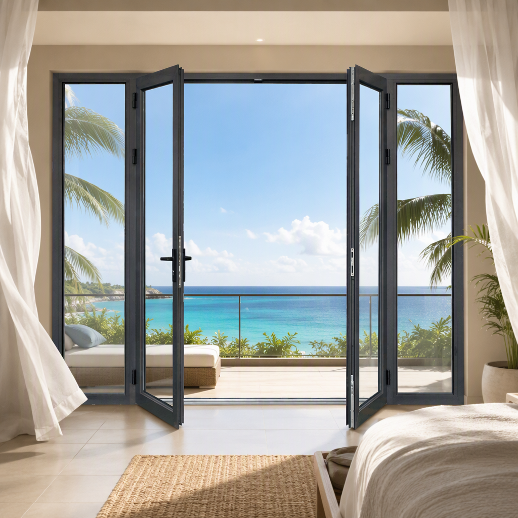 Draaideur voor huis, villa, appartement, hotel, buitendeur, aluminium, draaideur, modern, op maat gemaakt, residentieel