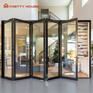 Op maat gemaakte buitendeur voor veranda, vouwdeur met LowE-schuifsysteem, dubbel glas, geluidsisolerende aluminium vouwdeur voor terras
