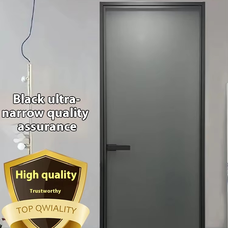 Op maat gemaakte, zeer smalle draaideur van aluminiumlegering met glas, Frans design, modern ontwerp, 5 jaar garantie op de waterdichte binnenzijde.