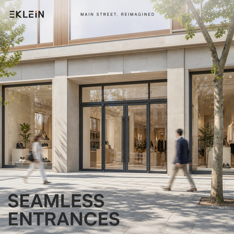 Commerciële aluminium draaideur voor winkelpui, scharnierende glazen deur voor winkel of kantoor