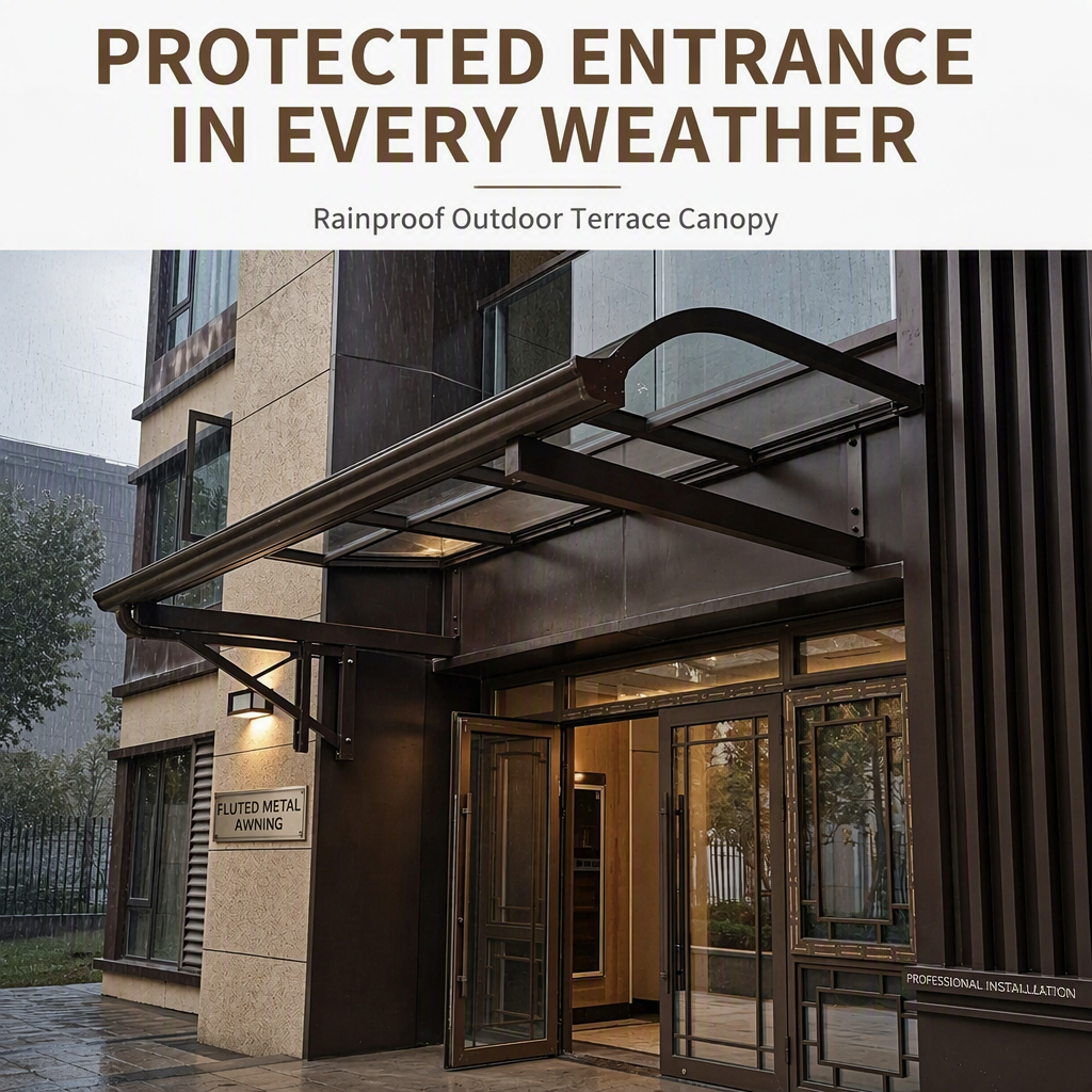 Gepoedercoat aluminium raamluifel en entreeoverkapping