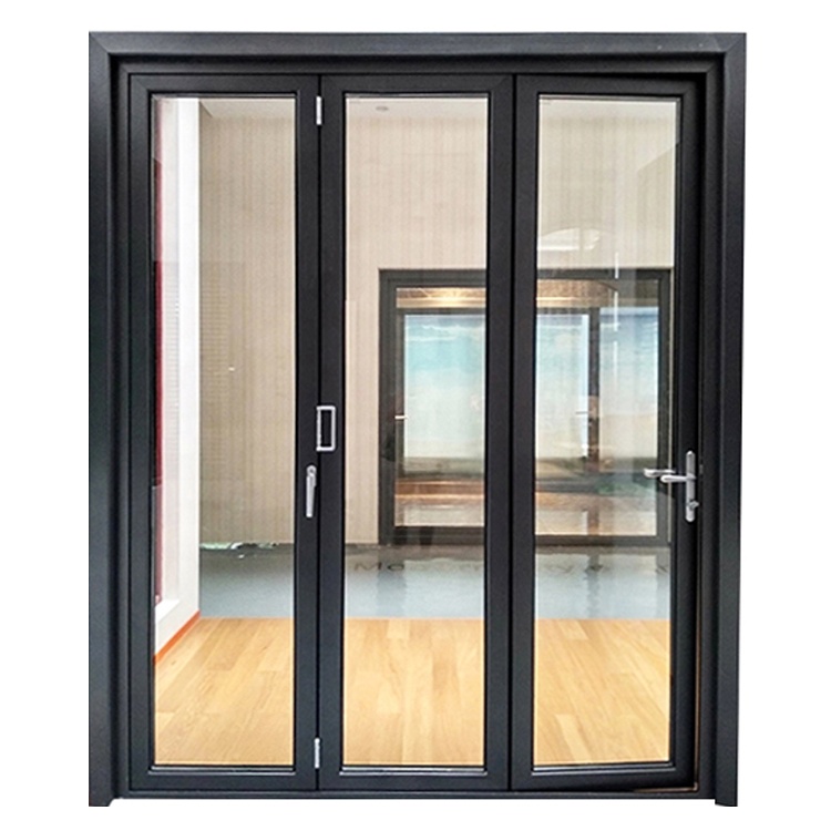 China Door Buitendeur Aluminium Gehard Glas Dubbele Vouwdeur Horren Vouwdeuren