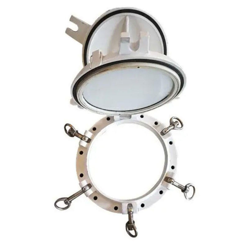 Rond aluminium patrijspoortraam voor boten met doodlicht, nieuw, gemaakt van staal.