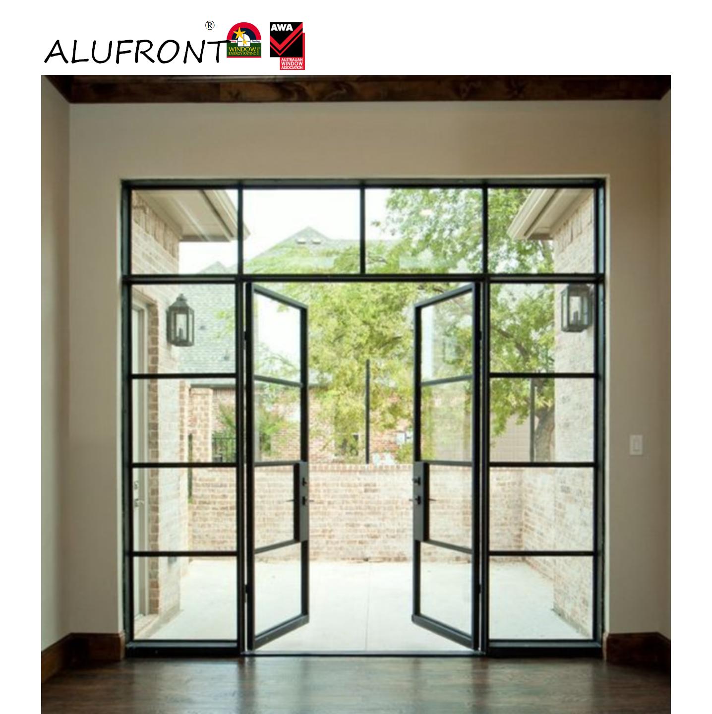 Alufront stalen look openslaande glazen Franse deuren met thermische onderbreking, aluminium draai-kiepdeur, Crittall deur, scharnierende terrasafscheiding, hotel
