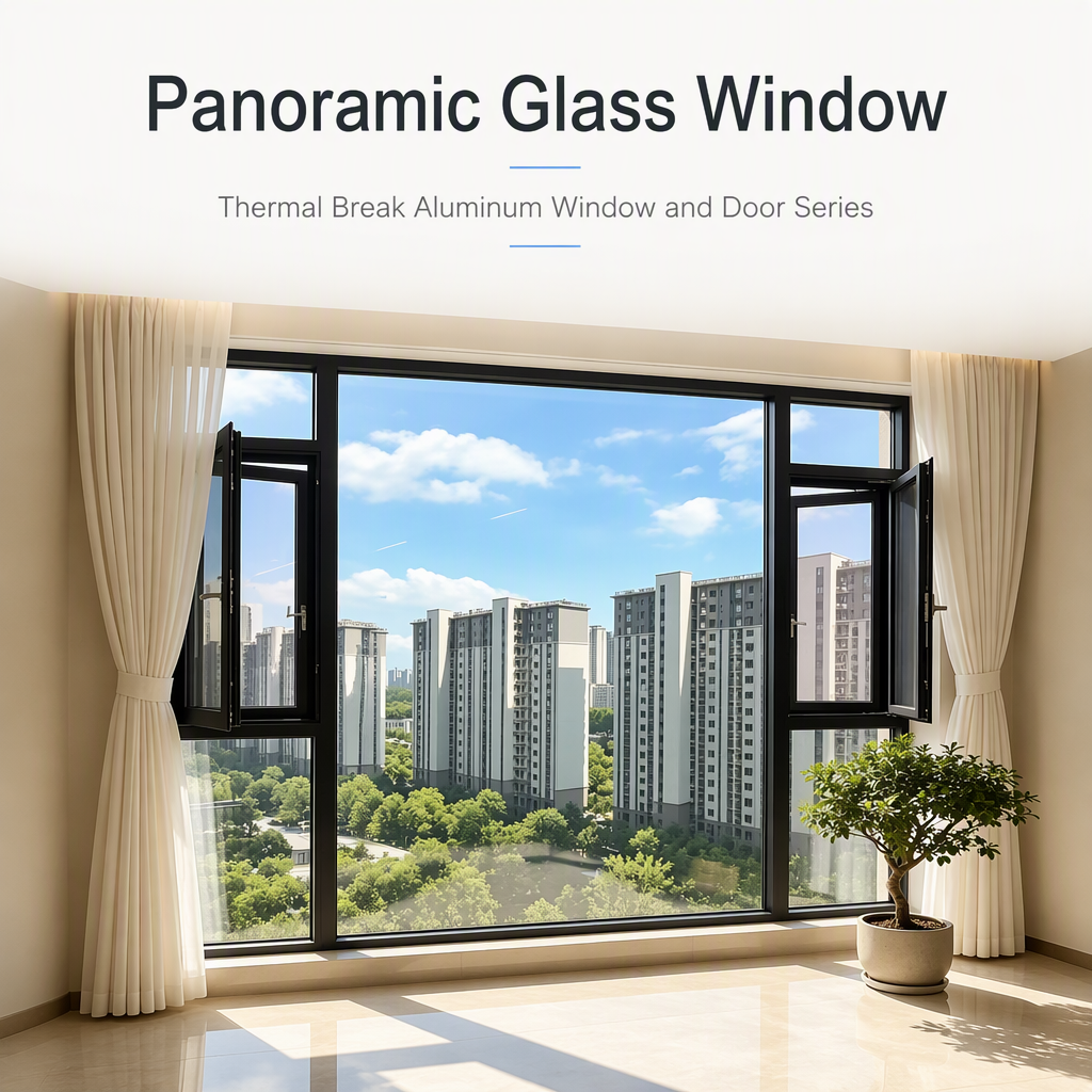 Thermisch onderbroken aluminium draairaam en schuifpui panoramisch glas