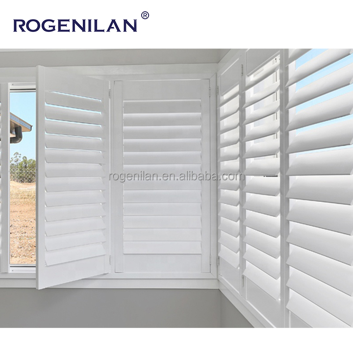Rogenilan op maat gemaakte weerbestendige aluminium witte shutters, horizontale lamellen, raamluiken, vouwschermen