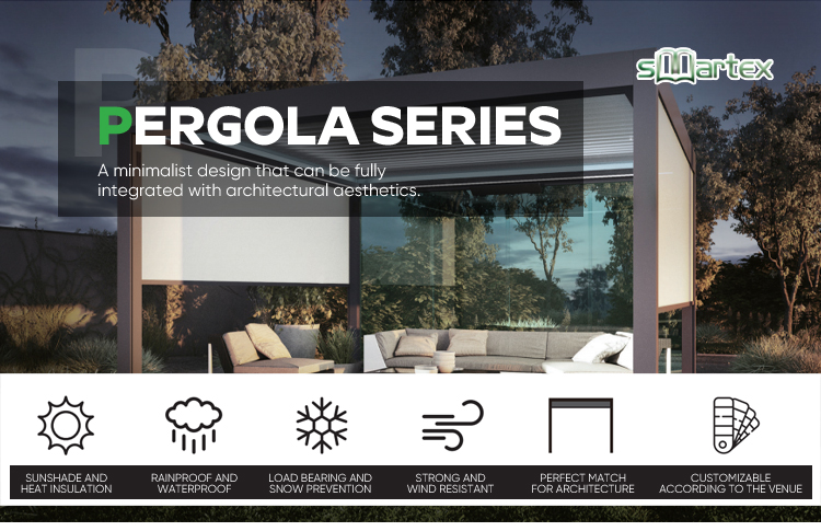 Waterdichte metalen pergola voor tuin en terras