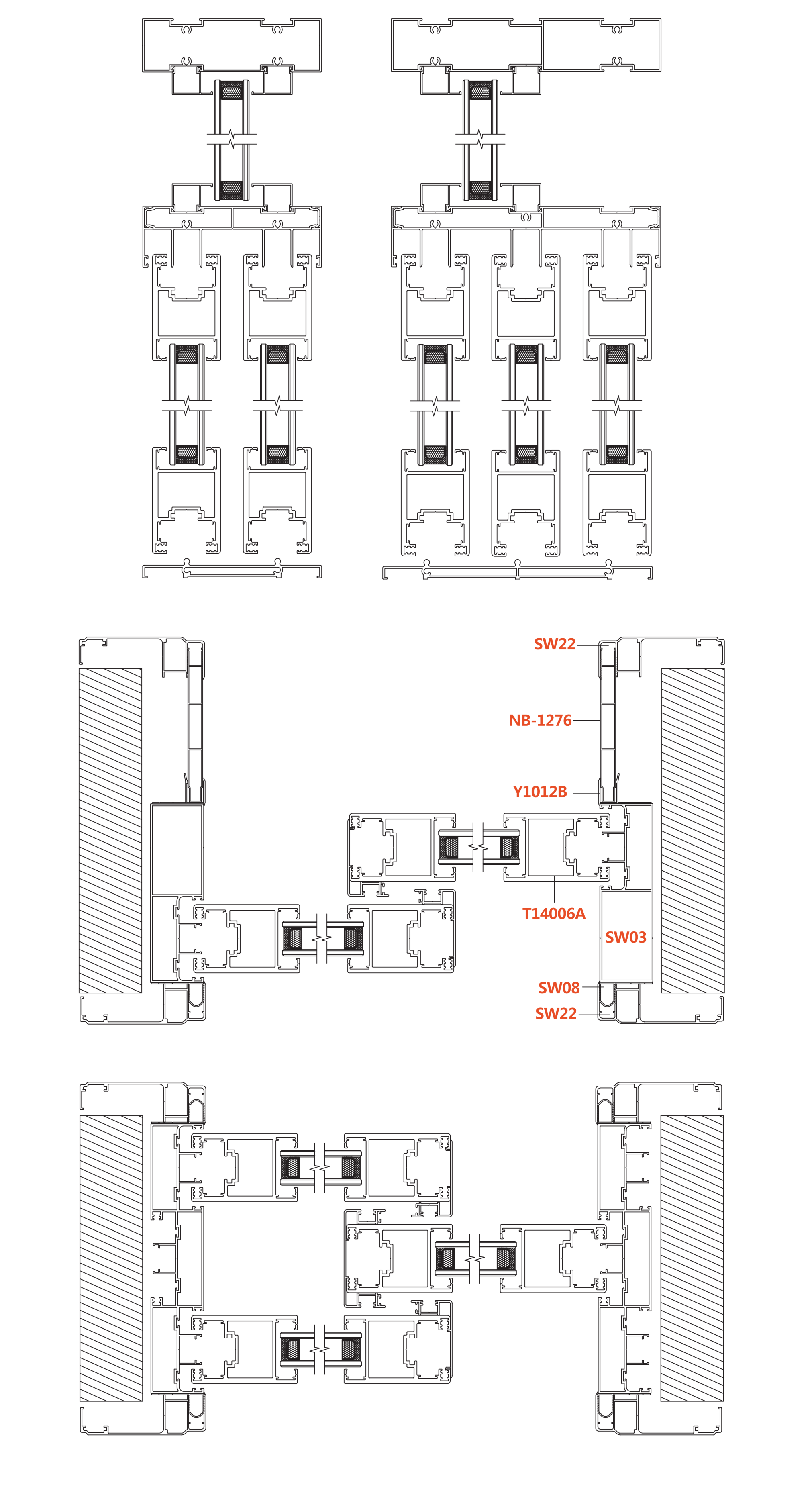 Technische tekening en doorsnede profiel