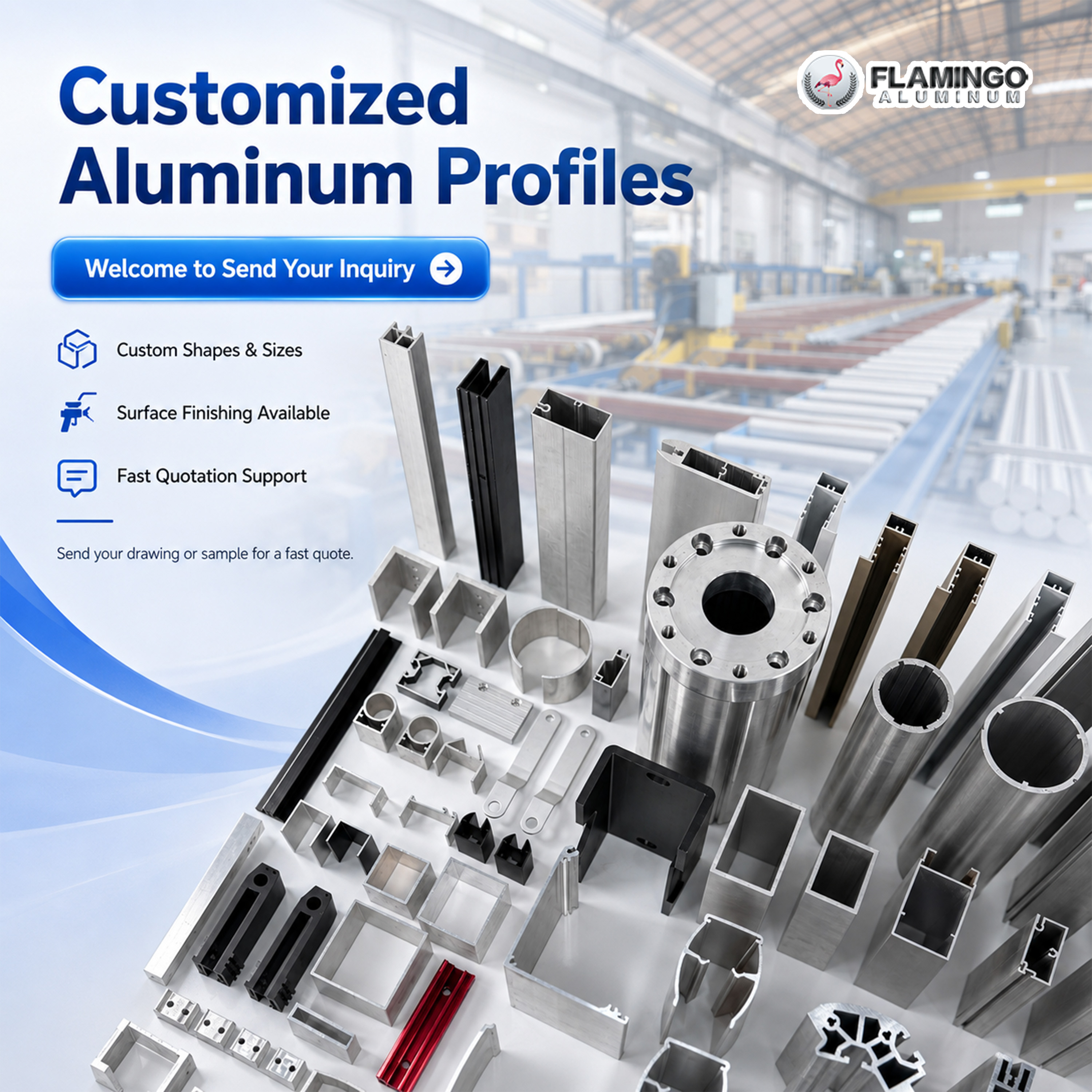Fabrieksdirecte levering van op maat gemaakte aluminium extrusieprofielen, industriële aluminium profielen met geanodiseerde oppervlakte, op maat gemaakt aluminium.