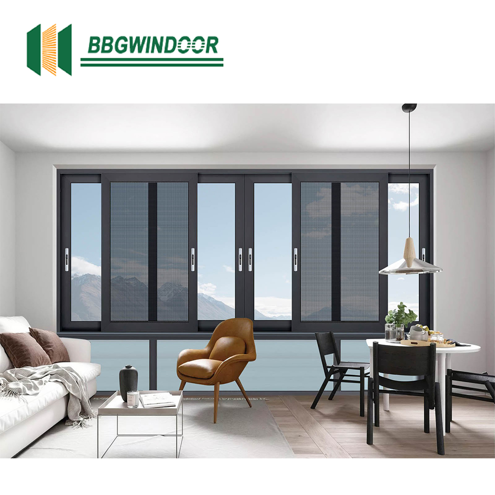 Lukliving Modern Horizontaal Schuifraam met Aluminiumlegering Frame, Warmte-isolatie en Roestvrijstalen Jaloezieën