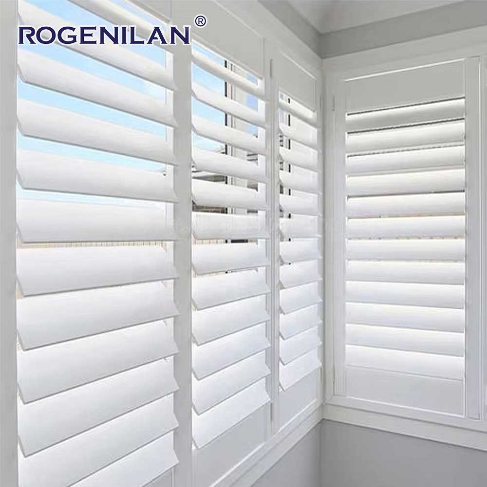 Rogenilan op maat gemaakte weerbestendige aluminium witte shutters, horizontale lamellen, raamluiken, vouwschermen