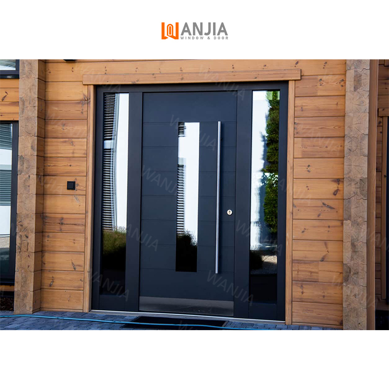 WANJIA Moderne Design Voordeur met Veiligheidsdeur, Aluminium Buitendeur met Veiligheidsdeur