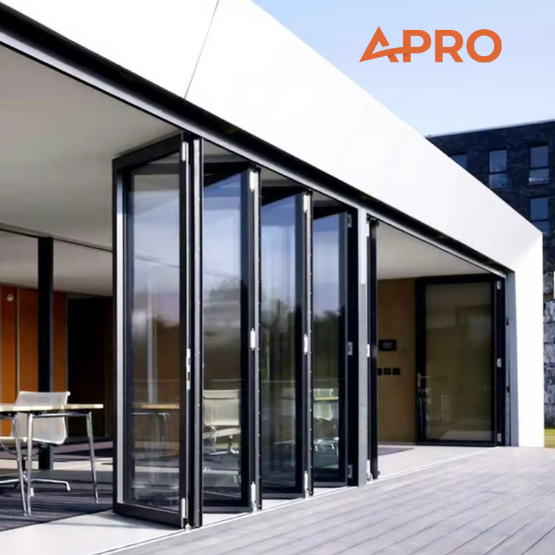 APRO Aluminium Vouwdeur Prijs Thermisch Onderbreekbaar Glas Dubbele Vouwdeur Buiten Terras Dubbele Vouwdeur