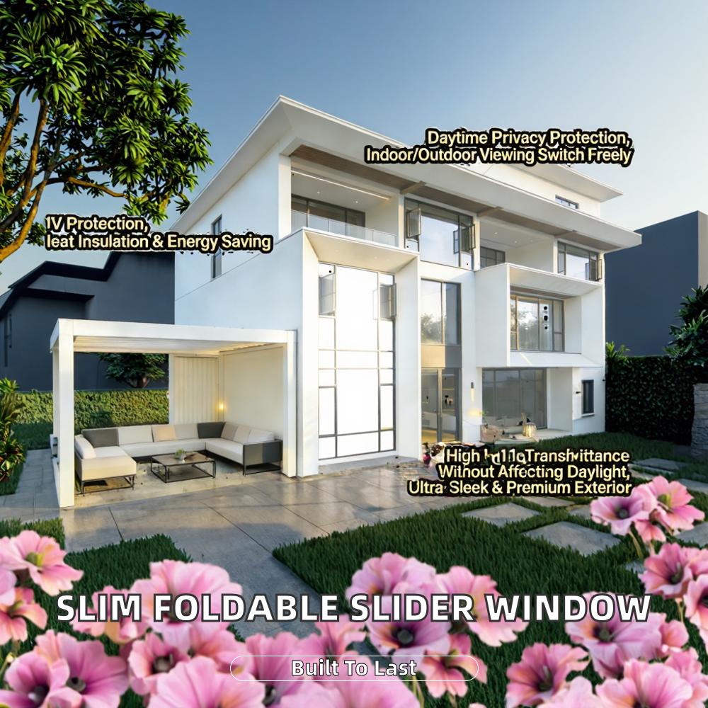 Moderne villa op maat met eenrichtingsglasdeur - Ramen en deuren van aluminiumlegering met vouwbaar horgaas - Warmte-isolatie en UV-bescherming