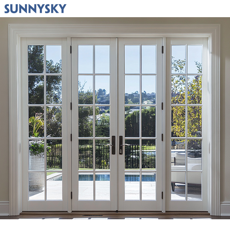 Sunnysky NFRC stalen openslaande deuren met glas, thermisch onderbroken aluminium kozijnen, Crittall deuren, draaideuren voor terrassen en tussenschotten.