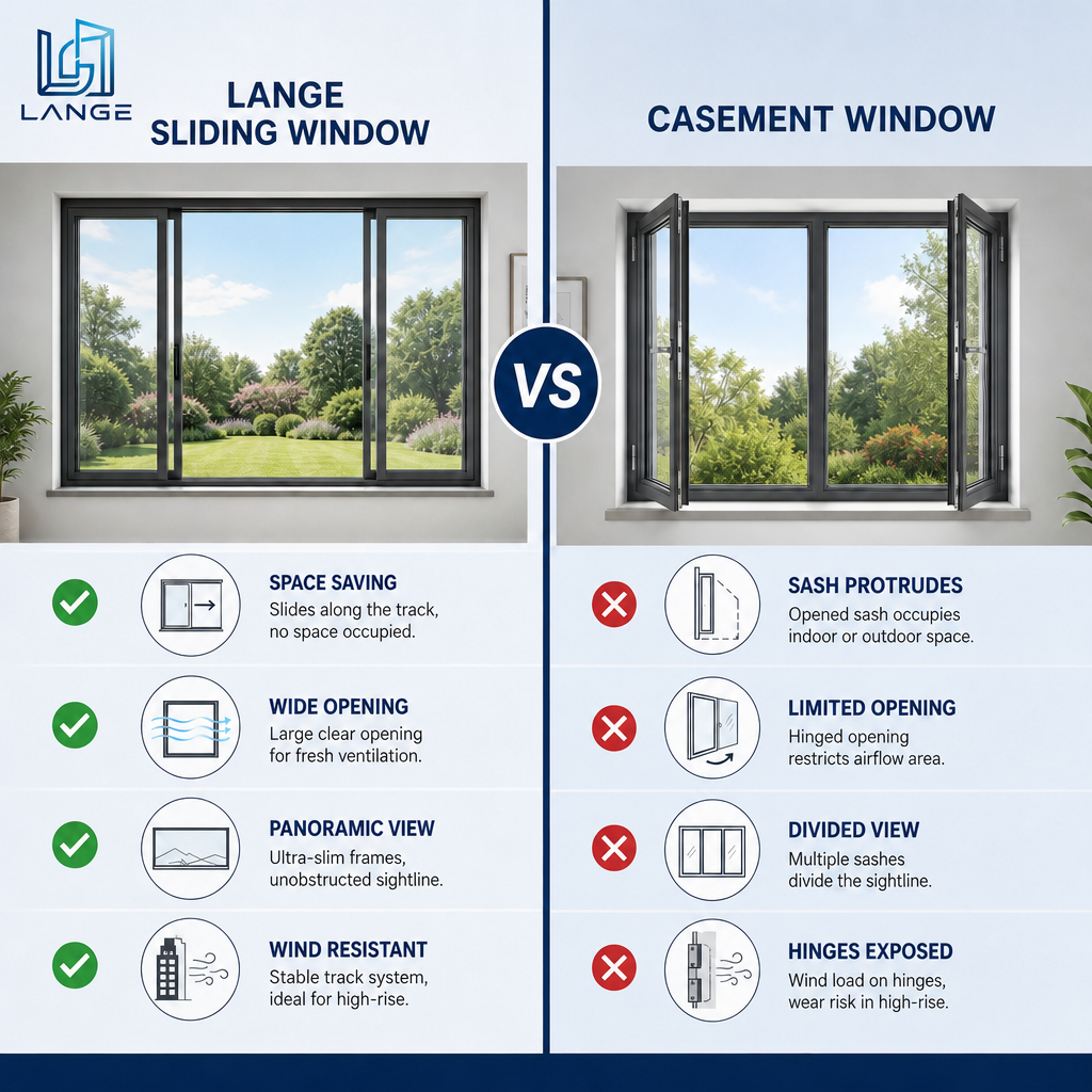 LANGE Moderne op maat gemaakte aluminium ramen Dubbelglas aluminium schuiframen Profielen UPVC schuiframen