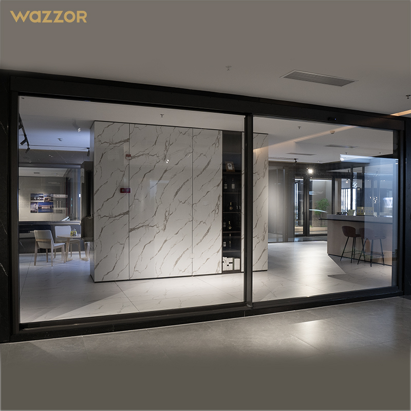 Wazzor 2026 Moderne schuifdeur van aluminiumlegering met dubbel glas, waterdicht voor binnen- en buitengebruik, geschikt voor terras, tuin en garage.