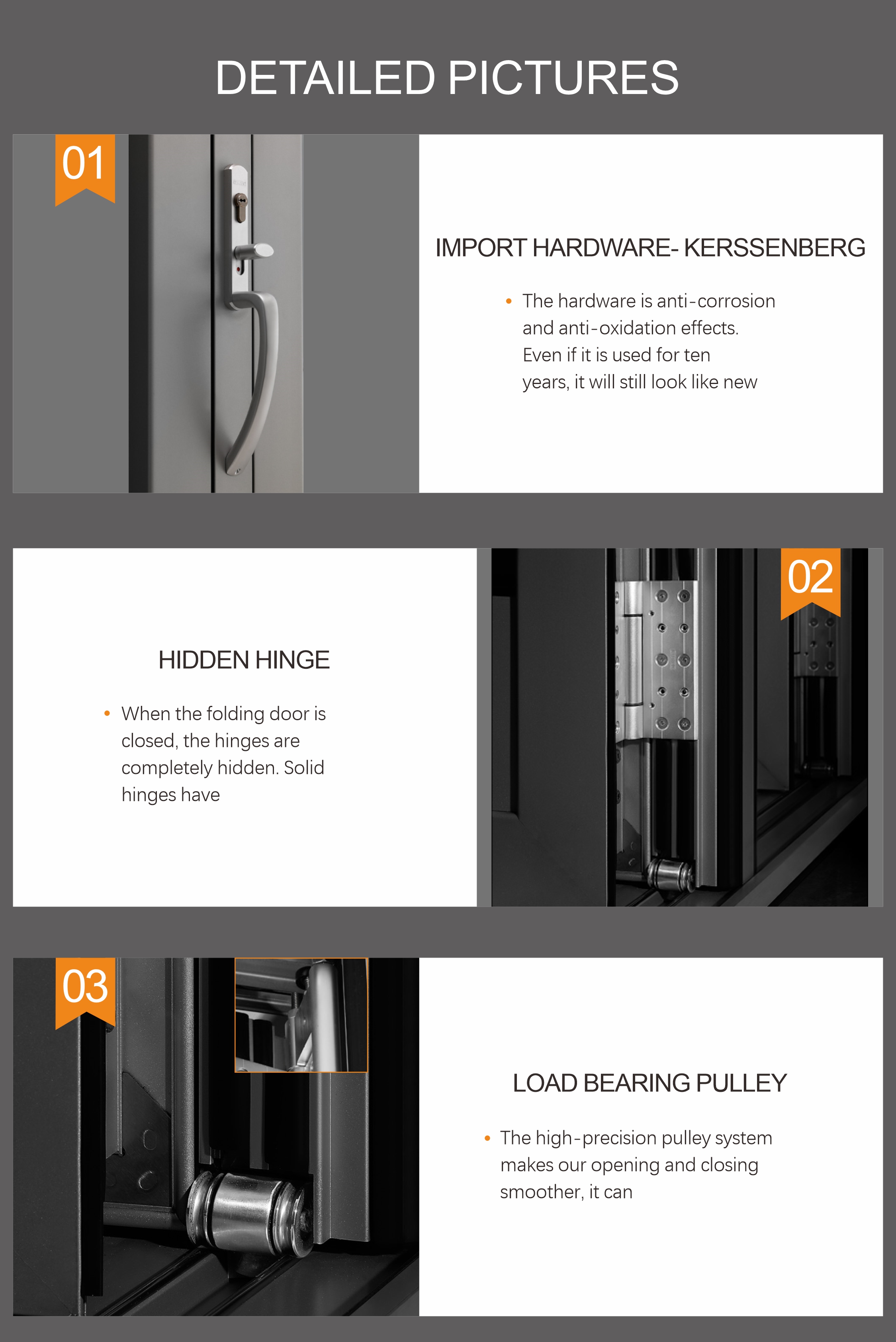 Constructie en profieldetails vouwdeur