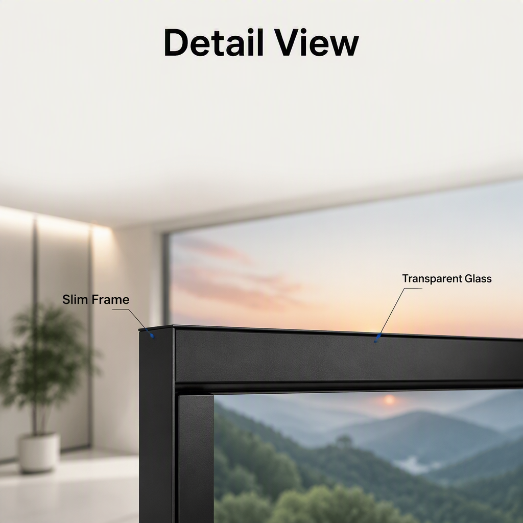 Smart Electric Lifting Sliding Window Aluminum Alloy Vertical Invisible Glass Window for Hotel Villa Balcony