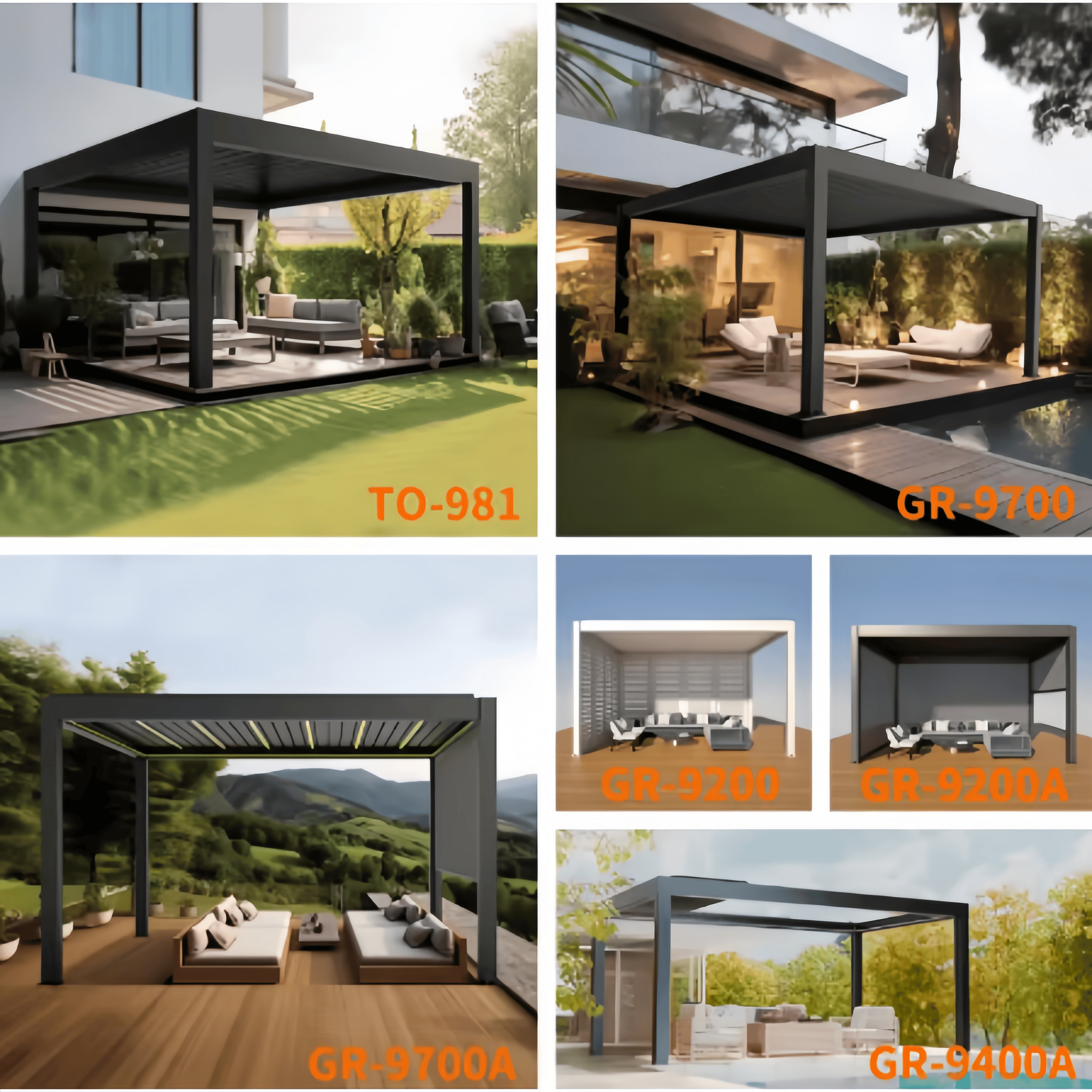 Automatische, regenbestendige aluminium lamellenpergola 3x3m tuinpaviljoen met afstandsbediening en aanpasbaar formaat.