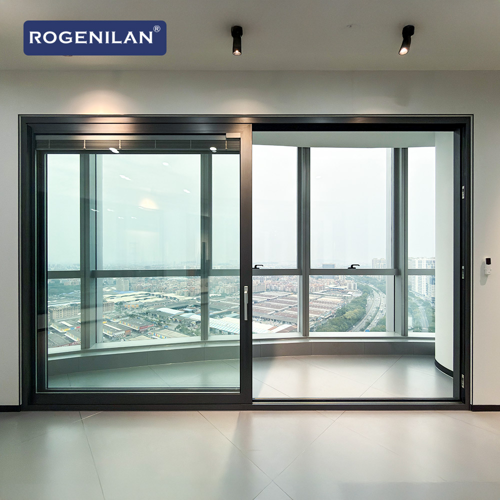 Rogenilan AS2047 Aluminium Schuifdeuren Dubbelglas Porte Maison Schuifdeuren Puertas Corredisas Met Rail