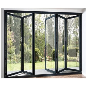 Voordelige waterdichte aluminium vouwdeuren voor buiten, dubbelwandig gehard glas, thermische isolatie, op maat gemaakt.
