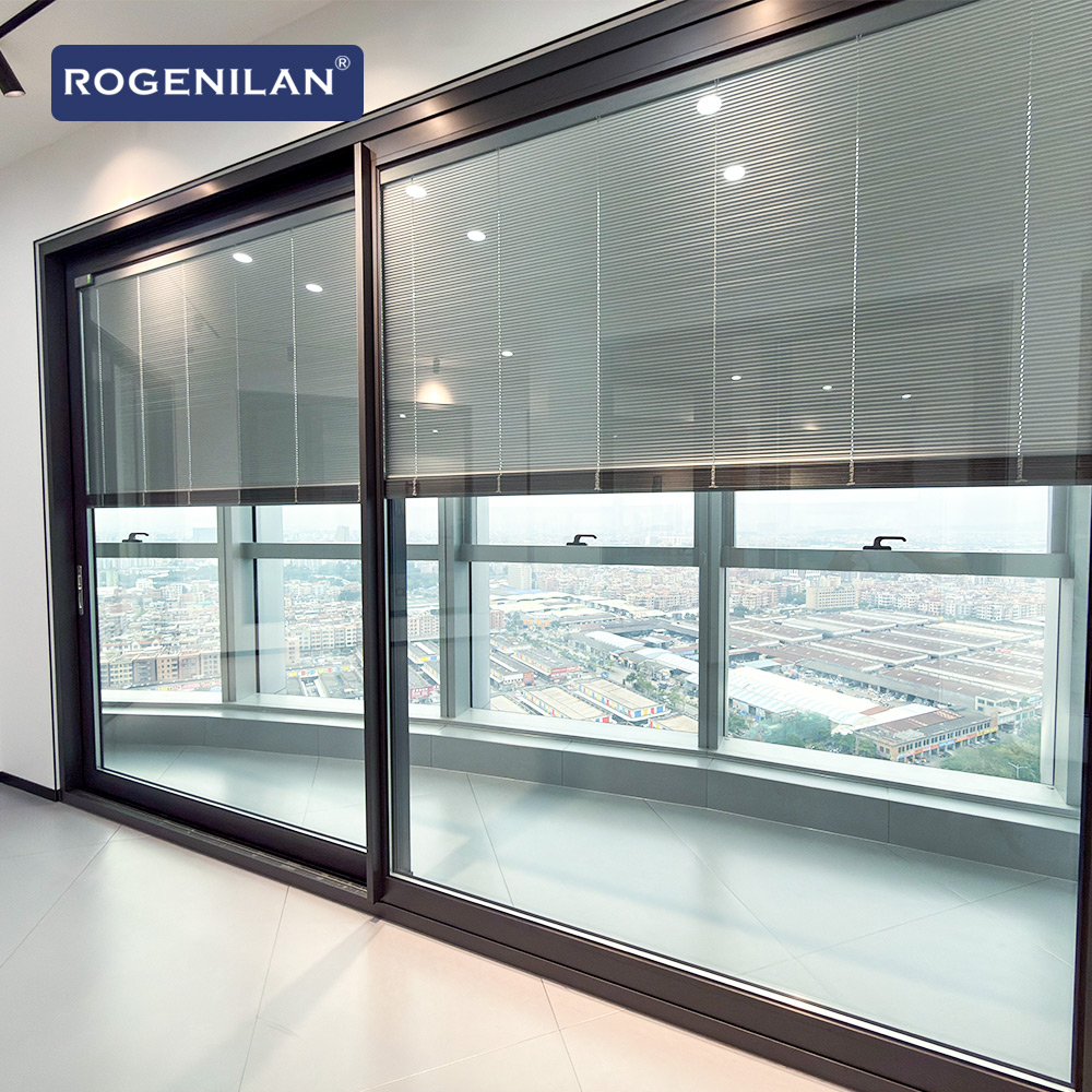 Rogenilan AS2047 Aluminium Schuifdeuren Dubbelglas Porte Maison Schuifdeuren Puertas Corredisas Met Rail