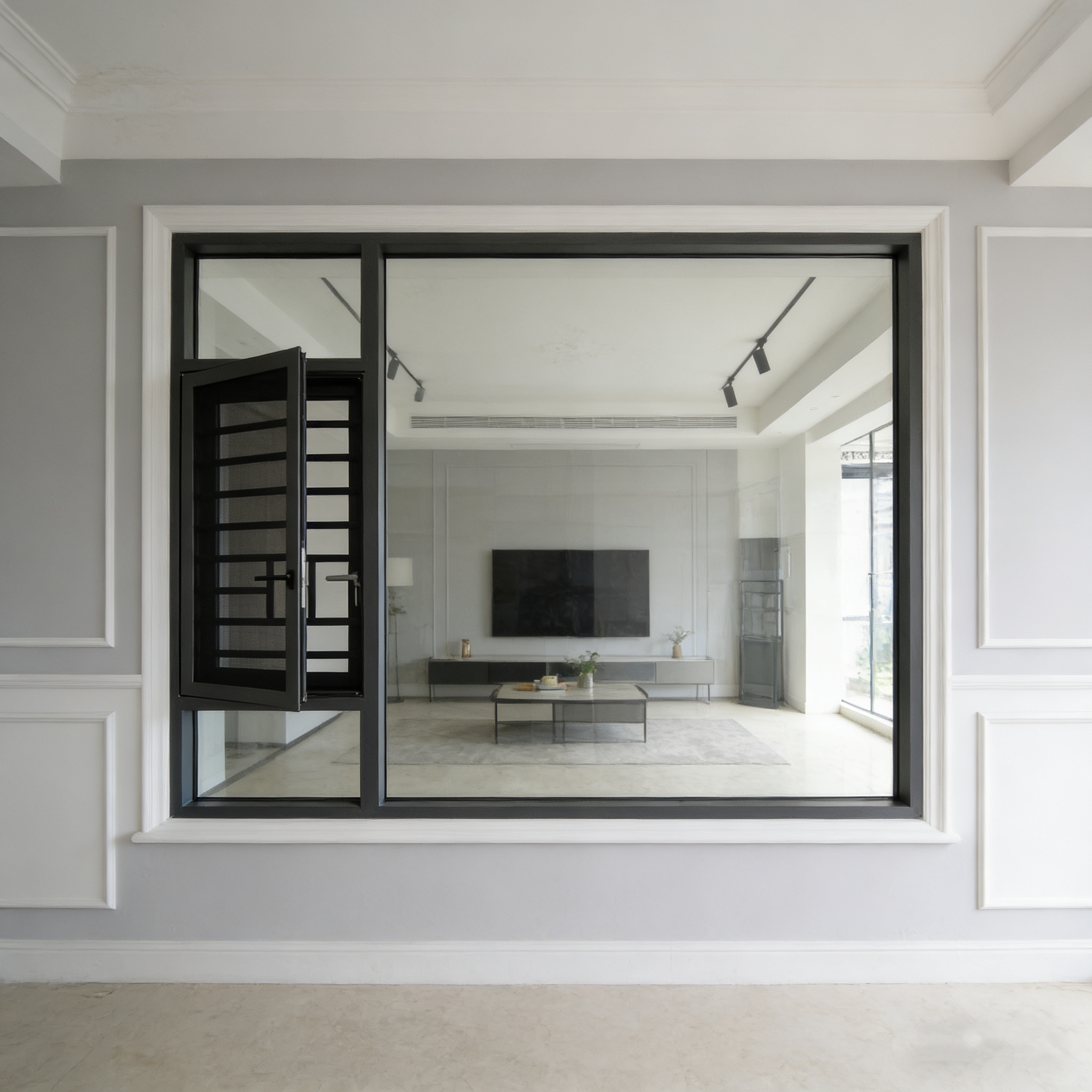 Aomeja thermisch onderbroken aluminium vast raam met dubbel glas, lage emissiecoating, geluidsisolatie, energiebesparend, modern, metalen gaas, keuken, villa
