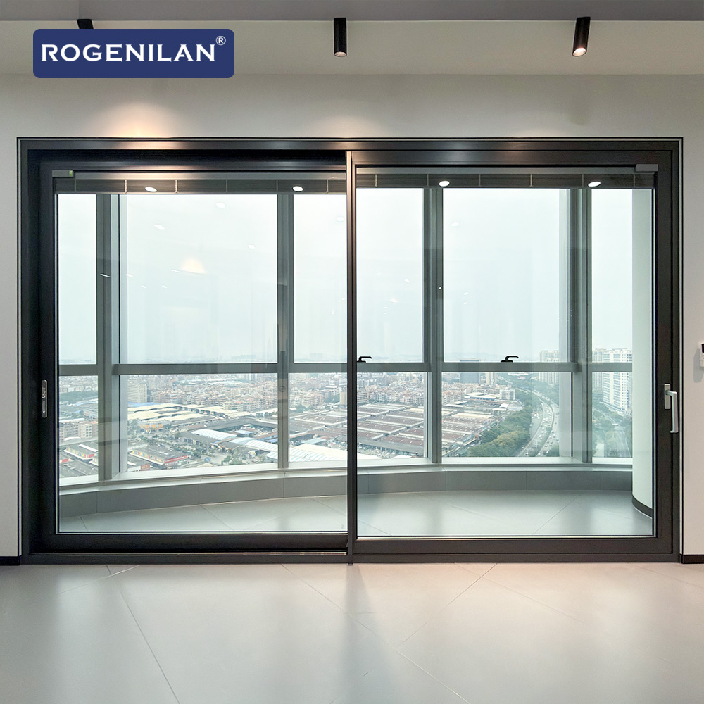 Rogenilan AS2047 Aluminium Schuifdeuren Dubbelglas Porte Maison Schuifdeuren Puertas Corredisas Met Rail