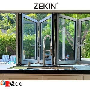 Fabrieksmatig op maat gemaakt volledig te openen vouwraam met dubbel glas, NFRC AS2047-gecertificeerd, thermisch onderbroken aluminium vouwraam.