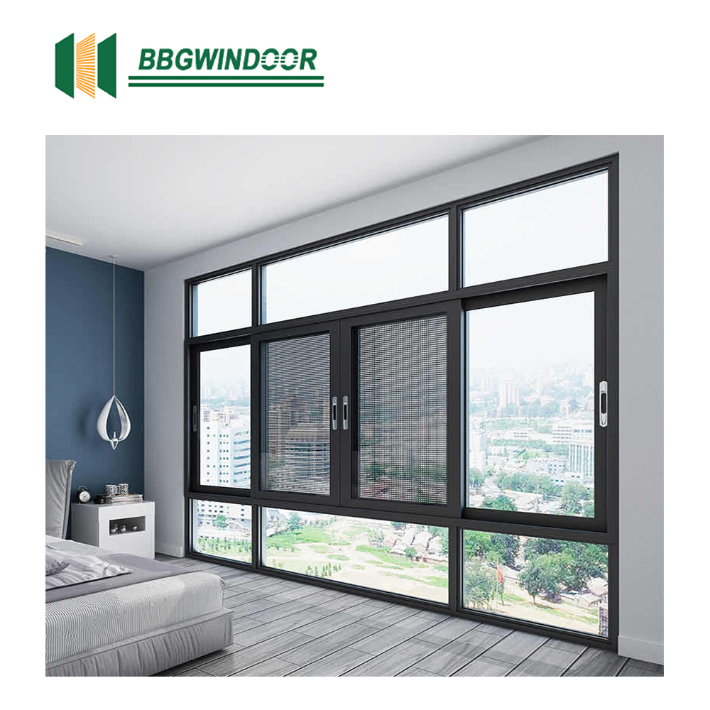 Lukliving Modern Horizontaal Schuifraam met Aluminiumlegering Frame, Warmte-isolatie en Roestvrijstalen Jaloezieën