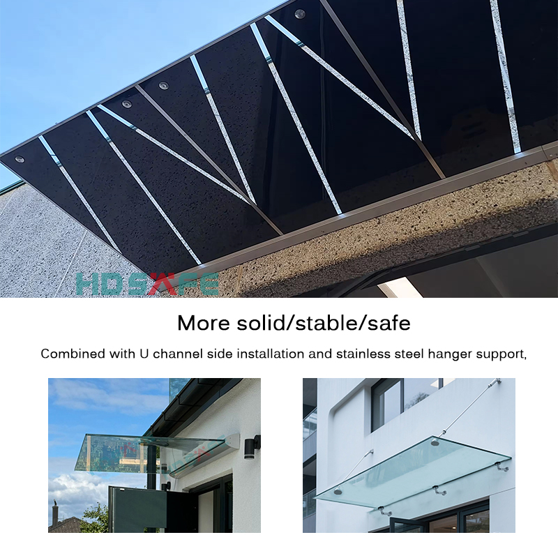 Hotel Villa Winkel Glazen Deur Luifel Luifel Toegangsdeur Luifel Aluminium Gehard Frameloos Glas Luifel voor Raam en Deur
