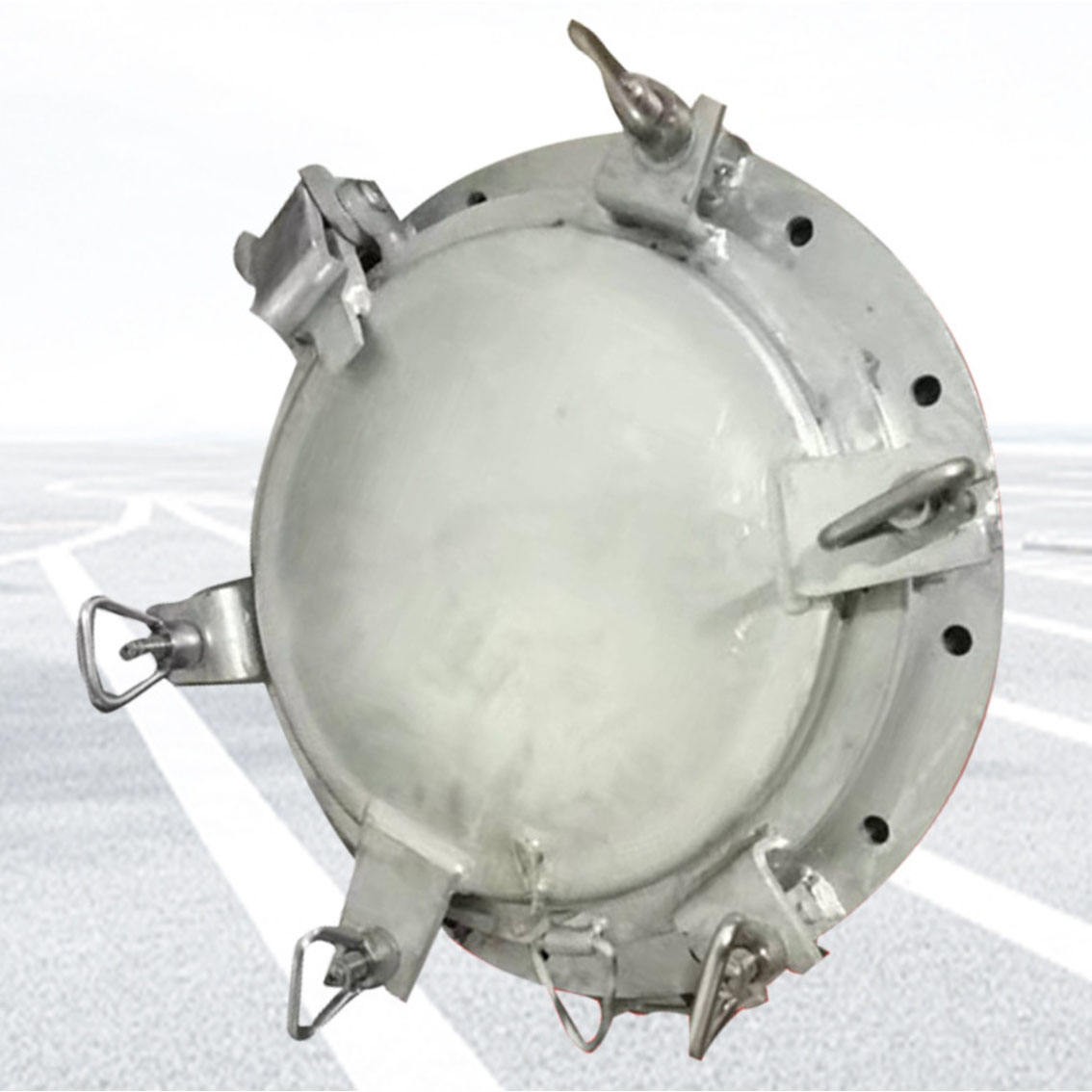 Rond aluminium patrijspoortraam voor boten met doodlicht, nieuw, gemaakt van staal.