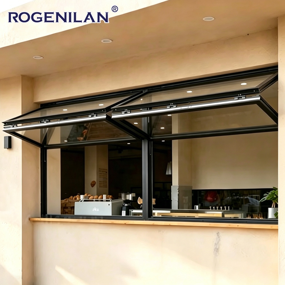Rogenilan Amerikaanse stijl dubbelglas verticaal openende vouwramen van gehard aluminium.