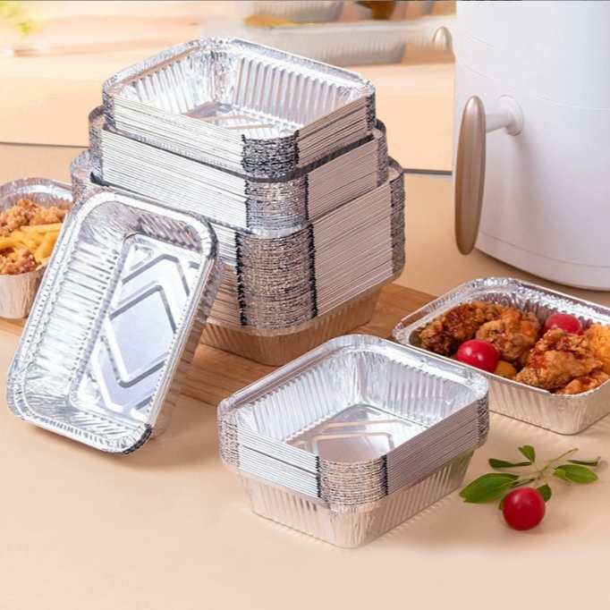 Fabrieksrechtstreeks nieuwe, voedselveilige, bedrukte aluminiumfolie bakvormen, zachte rol, zilverkleurig, op maat gemaakt, snelle levering, keukentarief