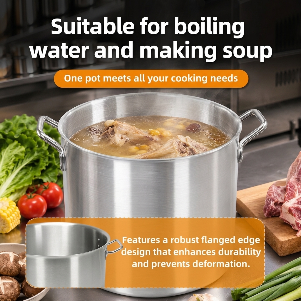 Op maat gemaakte, robuuste, milieuvriendelijke aluminium sauspannen en soeppannen in diverse maten voor thuis, hotels, restaurants en keukens.