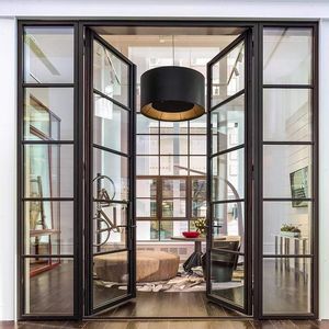 Alufront stalen look openslaande glazen Franse deuren thermische onderbreking