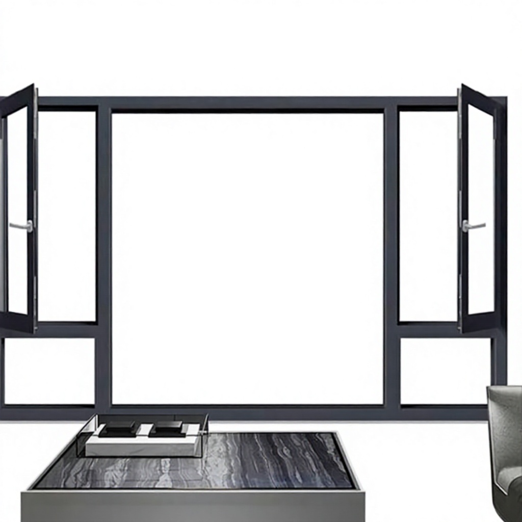 115 Aluminium magnesiumlegering draai-kiepraam met dubbele beglazing, thermische onderbreking, meerpuntsvergrendeling, modern kozijn.