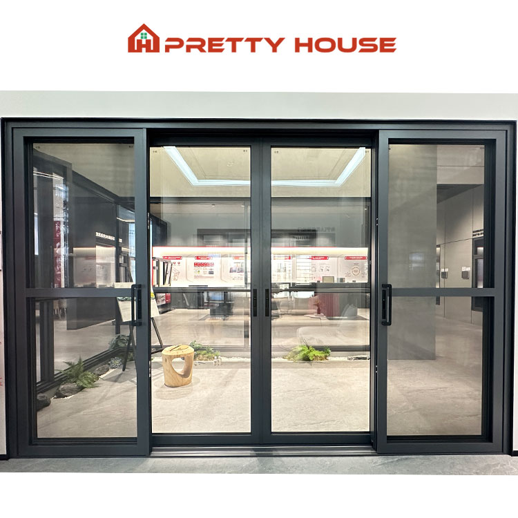 Hoogwaardige, waterdichte, gepoedercoate, dubbelglas aluminium schuifdeur met hor.