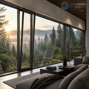 Moderne aluminium draai-kiepramen en -deuren met lamellen, energiebesparend Low-E-glas, dubbel glas, draai-kiepfunctie.