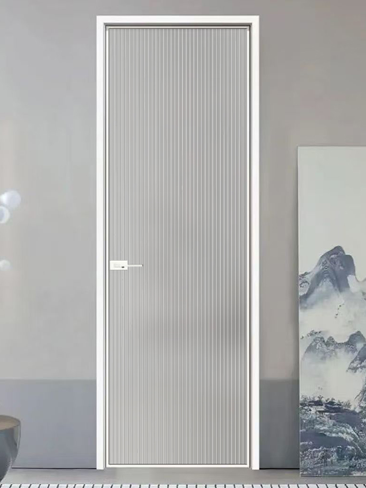 Op maat gemaakte, zeer smalle draaideur van aluminiumlegering met glas, Frans design, modern ontwerp, 5 jaar garantie op de waterdichte binnenzijde.