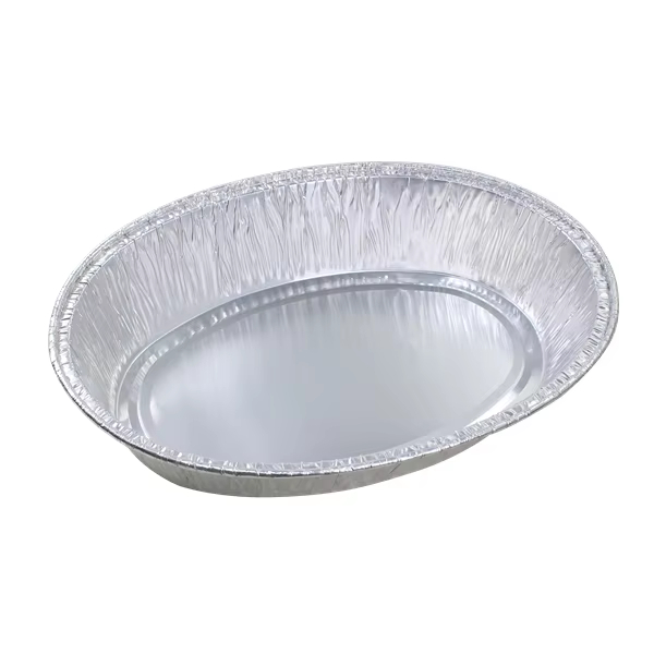 Ovale extra grote, verdikte aluminiumfolie bakplaat voor het braden van kalkoen, geschikt voor voedselbereiding, hittebestendig en ovenbestendig.